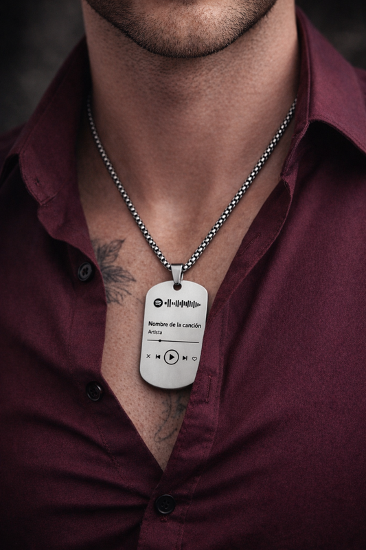 Military Tag Necklace with Spotify Song | Personalized Music Gift