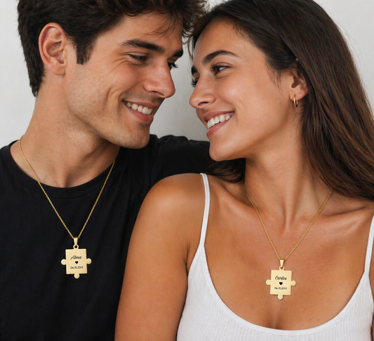 Personalized Puzzle Necklace | Couple Connection Love Gift