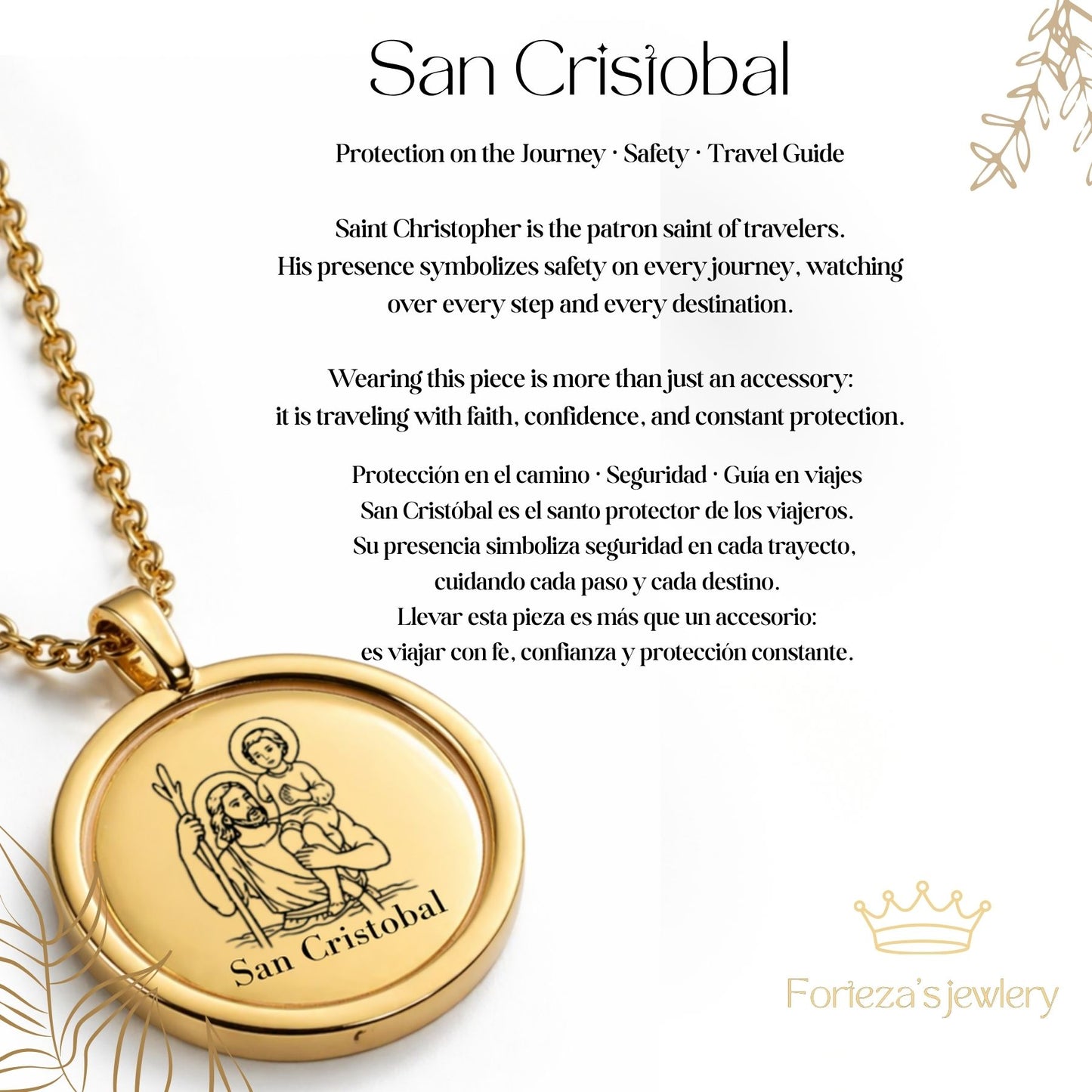San Cristobal Necklace – Gold Stainless Steel Catholic Pendant | Protection & Travel Jewelry