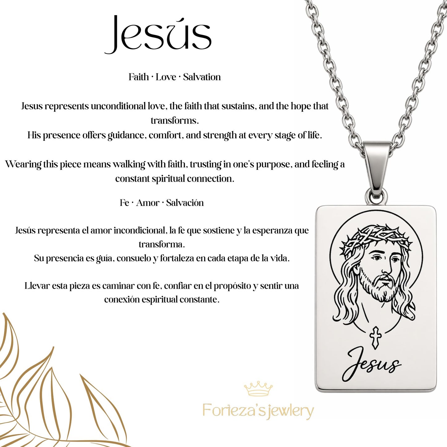 Jesus Engraved Necklace | Faith Jewelry in Stainless Steel