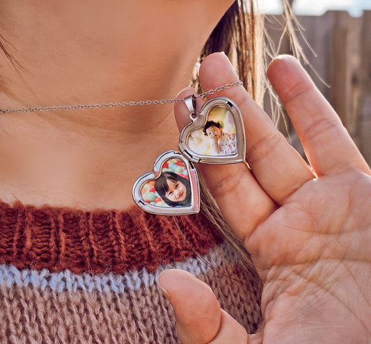 Custom Photo Heart Locket Necklace