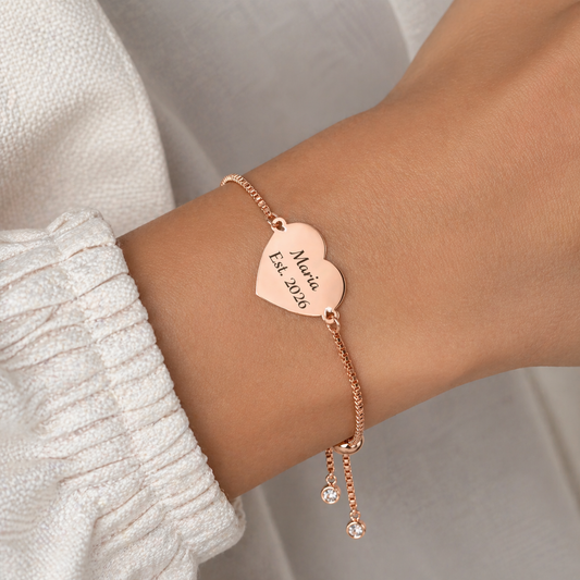Personalized Heart Bracelets for Bride & Bridesmaids | Custom Wedding Gift