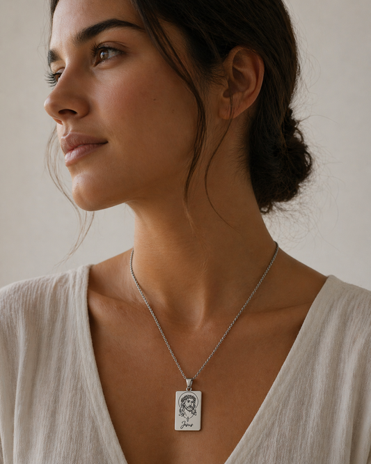 Jesus Engraved Necklace | Faith Jewelry in Stainless Steel