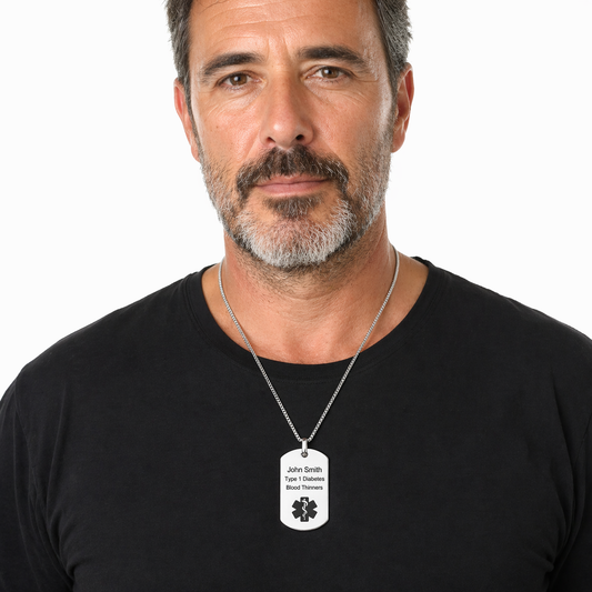 Medical Alert ID Necklace | Engraved Emergency Stainless Steel Unisex