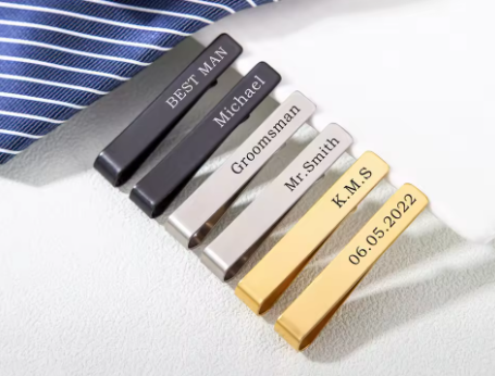 Personalized Tie Clip – Custom Engraved Groomsmen Tie Bar | Wedding Gift for Groom & Memorial Gift for Him