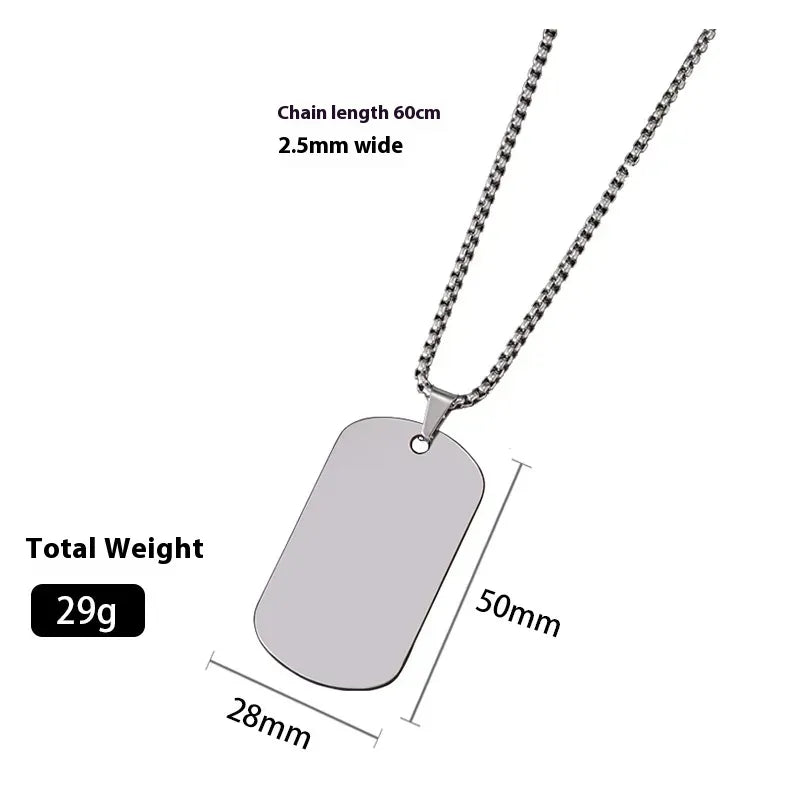 Men’s Military Pendant Necklace | Engraved Dog Tag Gift