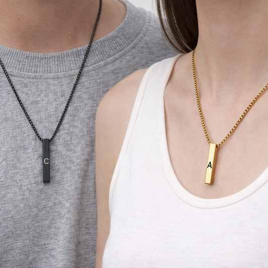 Personalized Diagonal Bar Necklace | Minimalist Engraved Gift