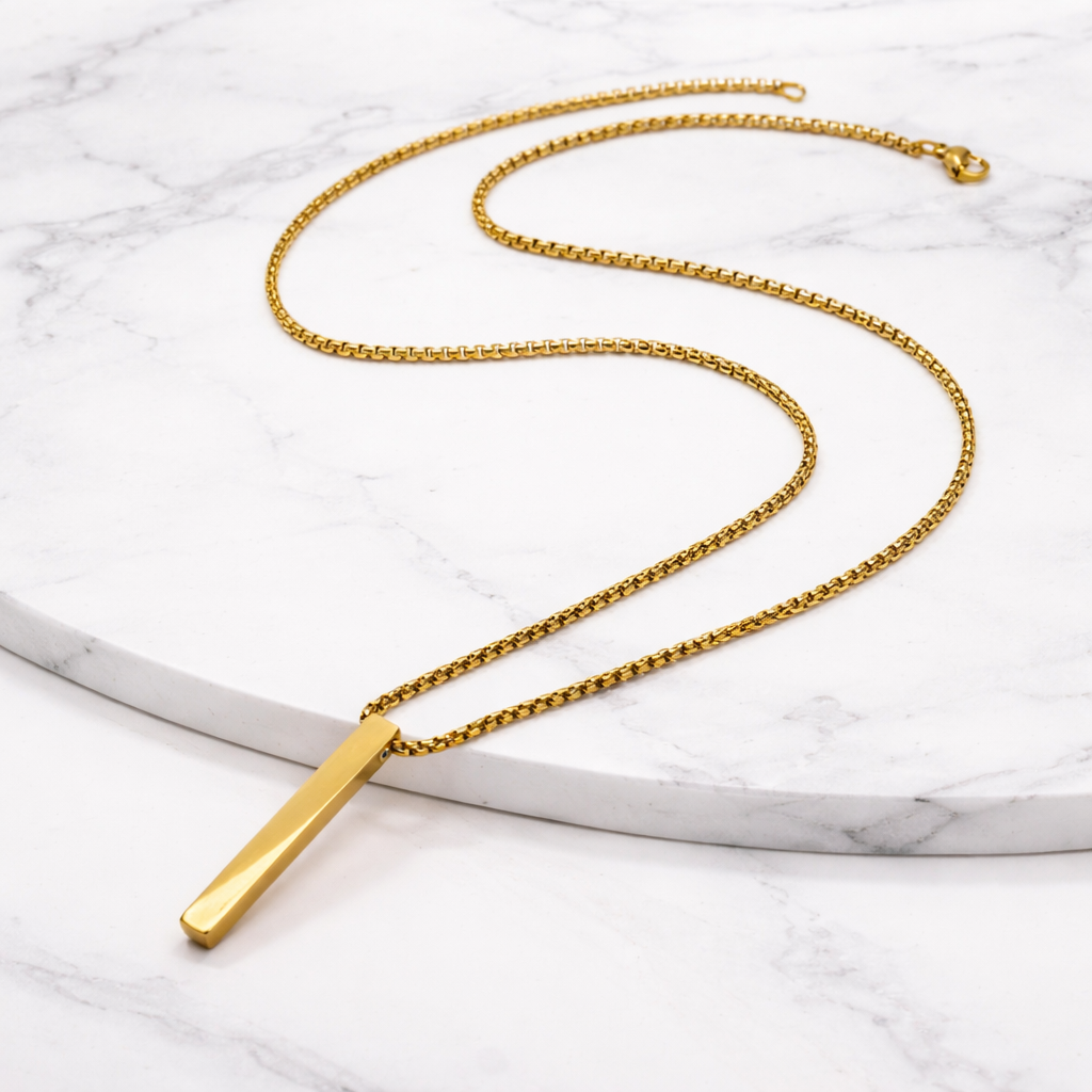 Personalized Diagonal Bar Necklace | Minimalist Engraved Gift