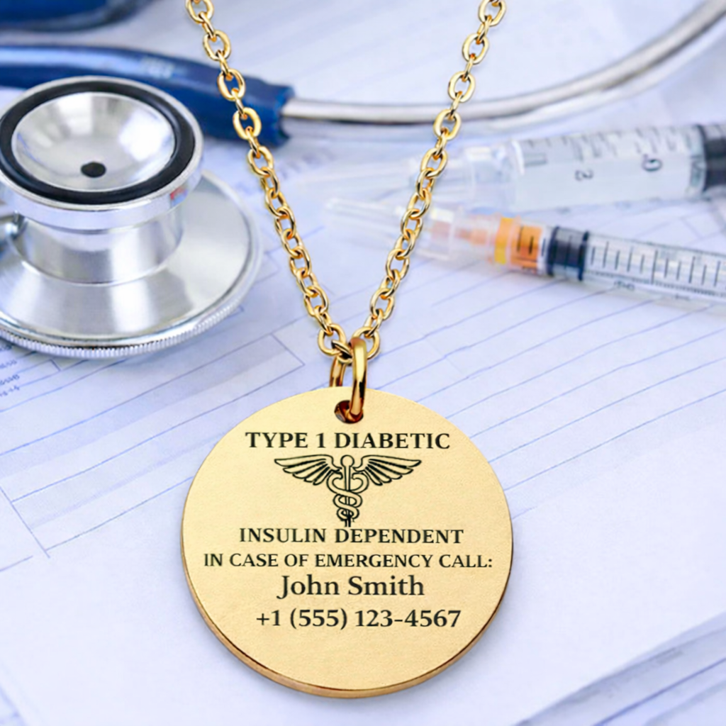 Round Medical Alert ID Necklace | Engraved Stainless Steel