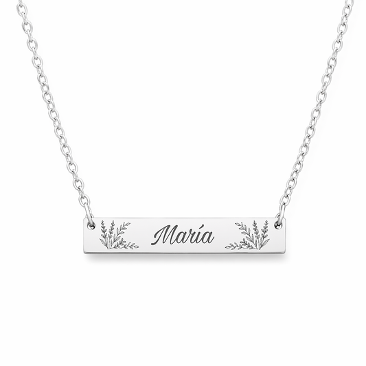 Personalized Name Necklace with Floral Engraving | Custom Gift