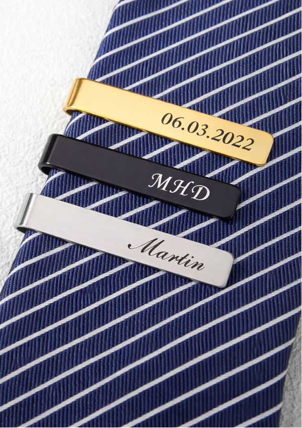Personalized Tie Clip – Custom Engraved Groomsmen Tie Bar | Wedding Gift for Groom & Memorial Gift for Him