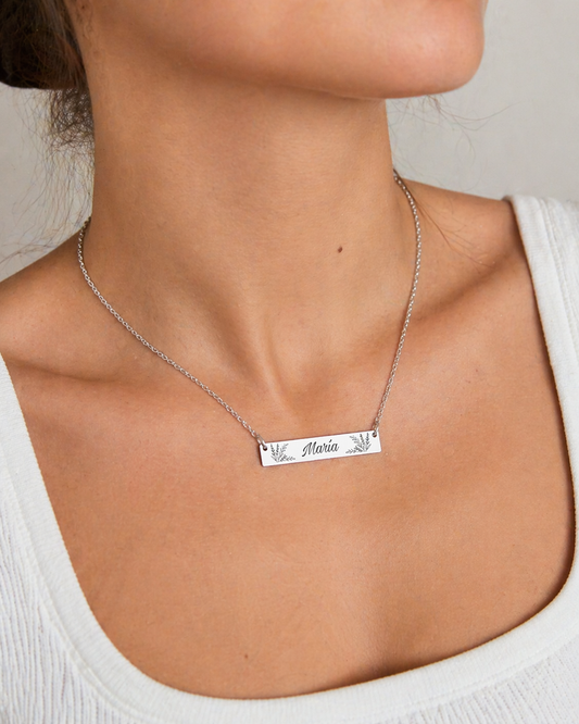 Personalized Name Necklace with Floral Engraving | Custom Gift