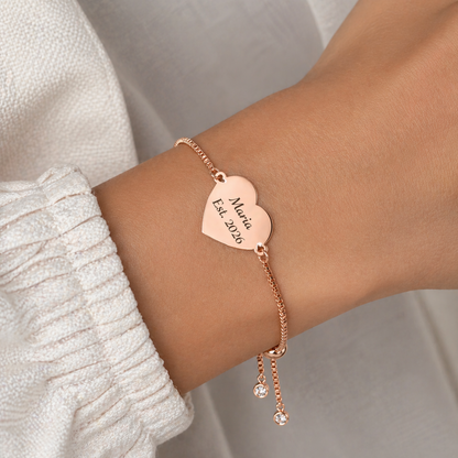 Personalized Heart Bracelets for Bride & Bridesmaids | Custom Wedding Gift