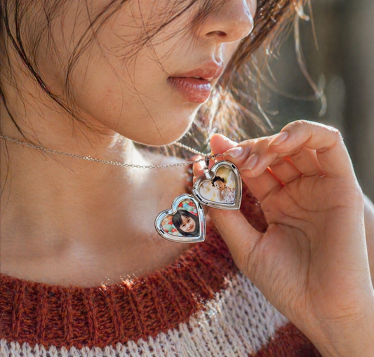 Custom Photo Heart Locket Necklace