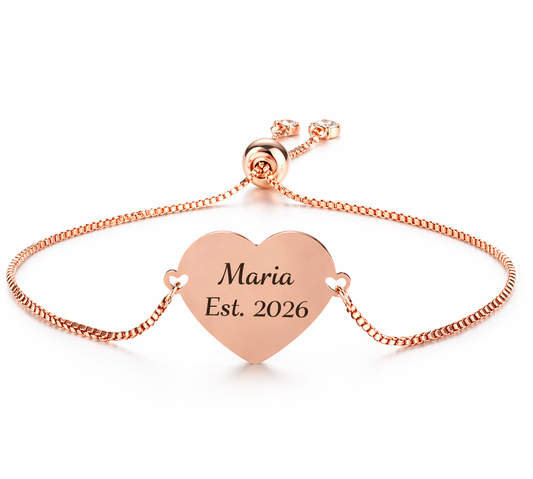 Personalized Heart Bracelets for Bride & Bridesmaids | Custom Wedding Gift