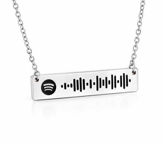 Personalized Spotify Code Necklace – Custom Engraved Stainless Steel Music Gift USA