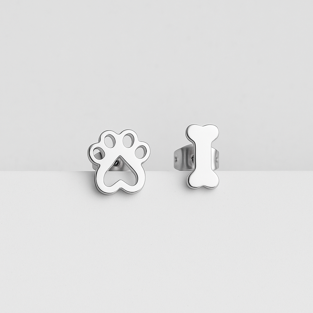Dog footprint and bone earring
