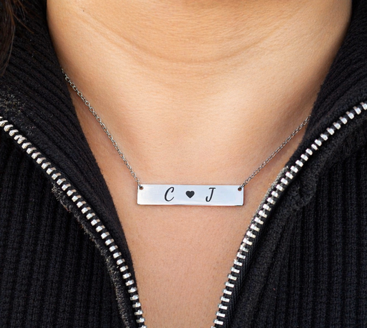 Personalized Bar Engraved Necklace – Custom Name or Date Stainless Steel Jewelry | Forteza’s Jewelry