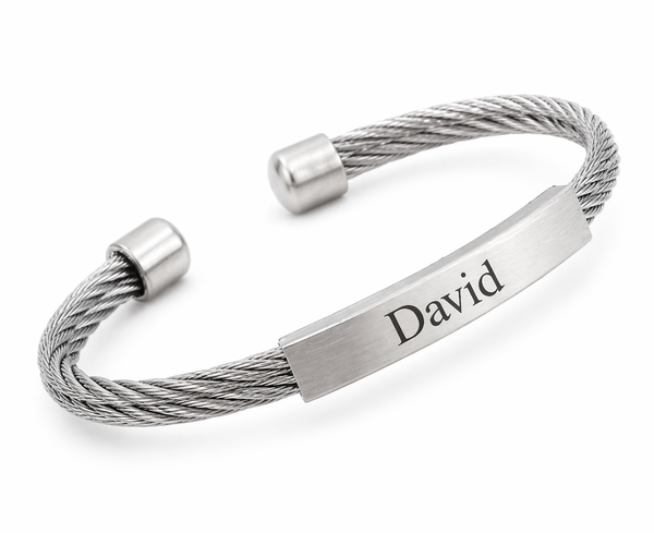 Personalized Men’s Metal Bracelet | Engraved Stainless Steel Gift