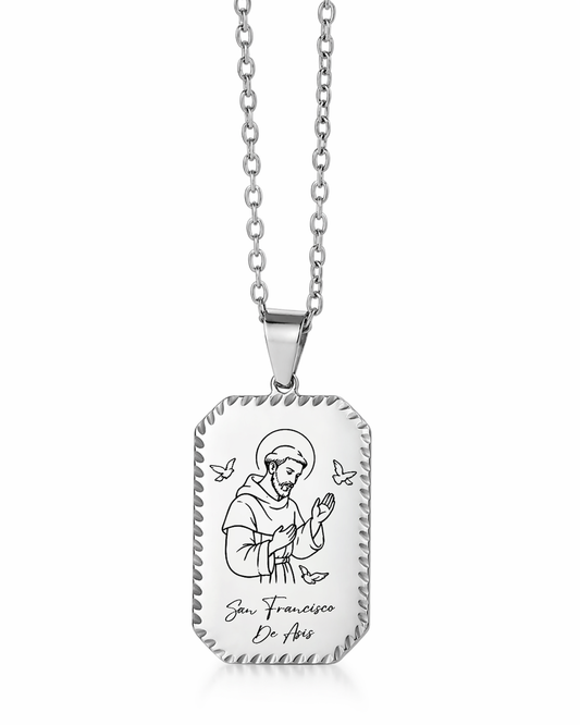 San Francisco de Asís Necklace – Stainless Steel Religious Pendant for Men | Waterproof Catholic Jewelry