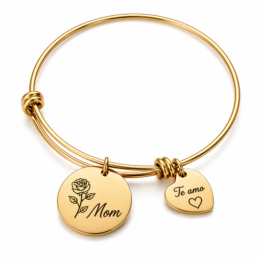 Personalized Charm Bracelet – Custom Name Stainless Steel Bracelet Gift USA