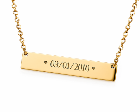 Personalized Bar Engraved Necklace – Custom Name or Date Stainless Steel Jewelry | Forteza’s Jewelry