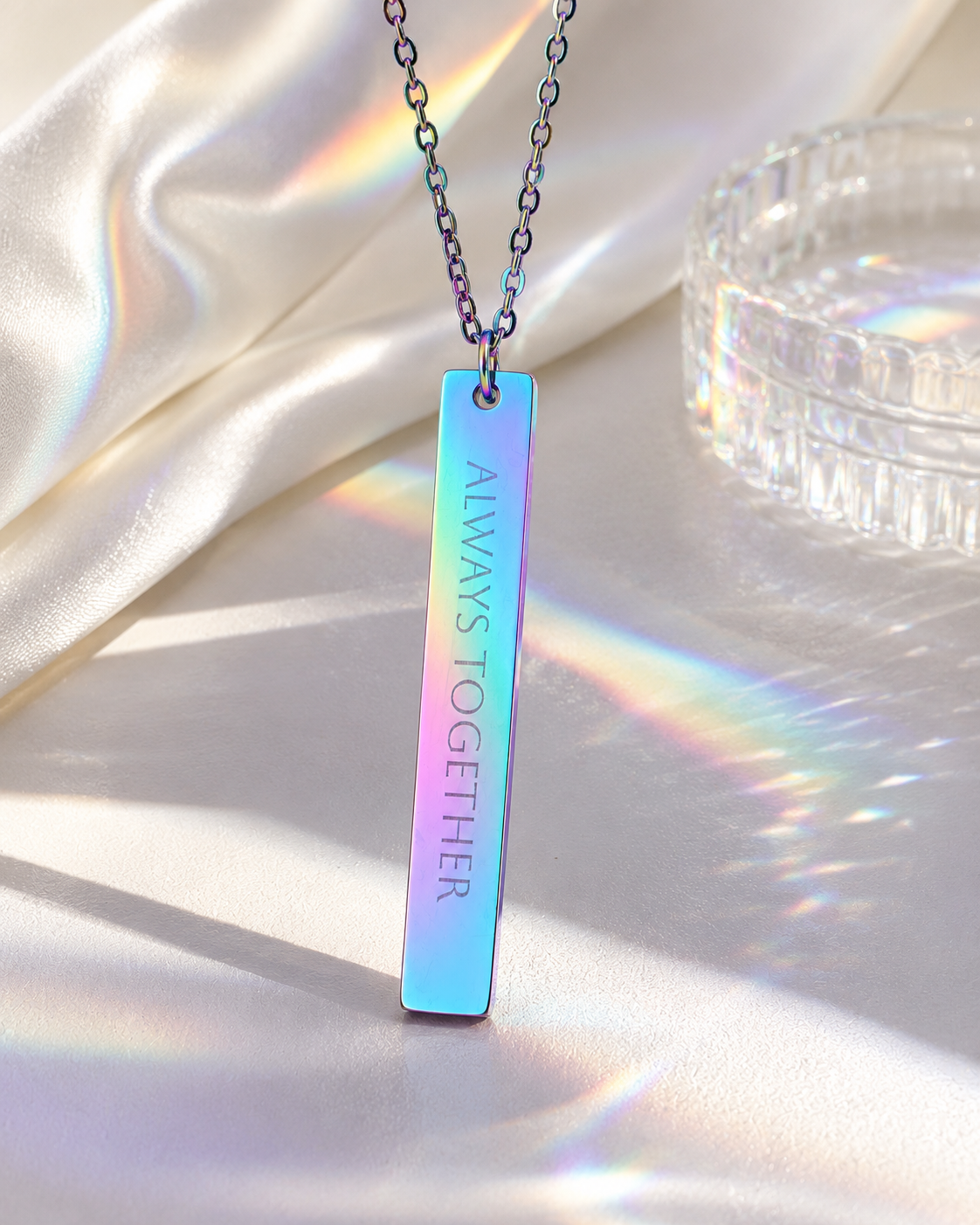 Engravable Vertical Bar Necklace — Personalized Morse Code Pendant