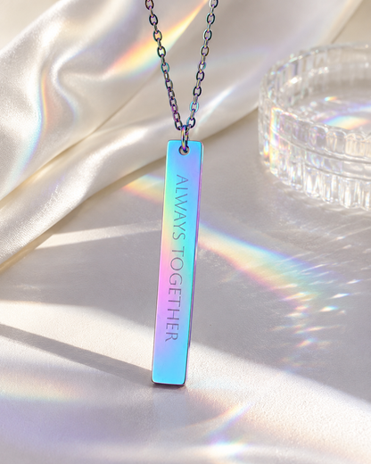 Engravable Vertical Bar Necklace — Personalized Morse Code Pendant