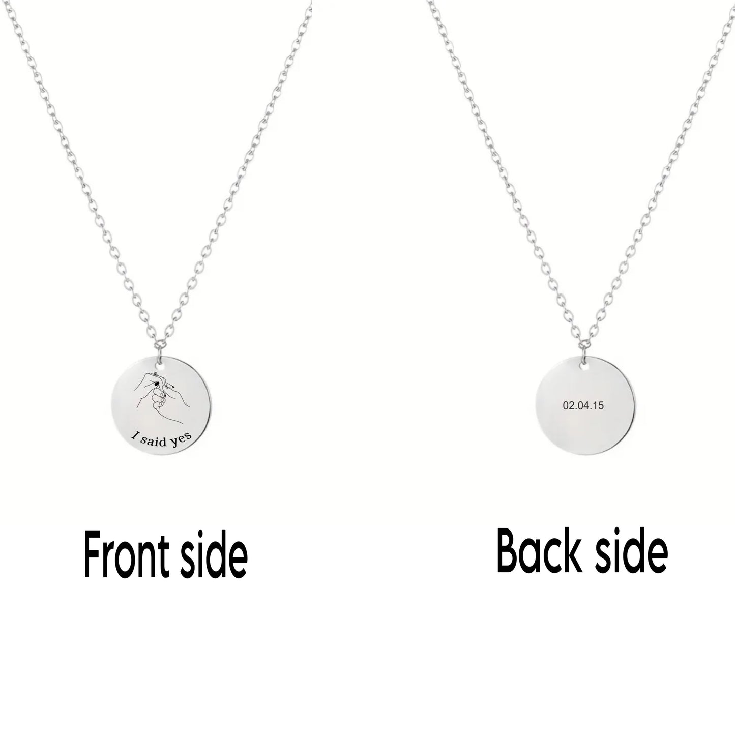 Couple's round pendant necklace