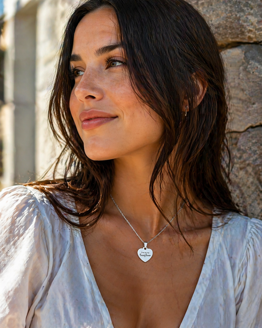 Personalized Heart Necklace in Stainless Steel – Custom Engraved Gift for Her | Forteza’s Jewelry