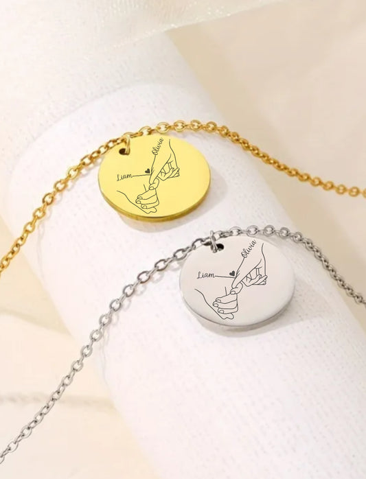 Couple's round pendant necklace