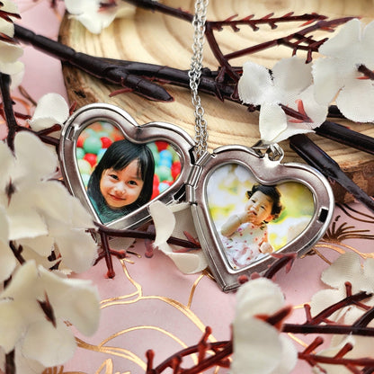 Custom Photo Heart Locket Necklace