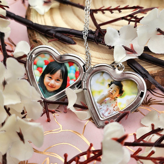Custom Photo Heart Locket Necklace