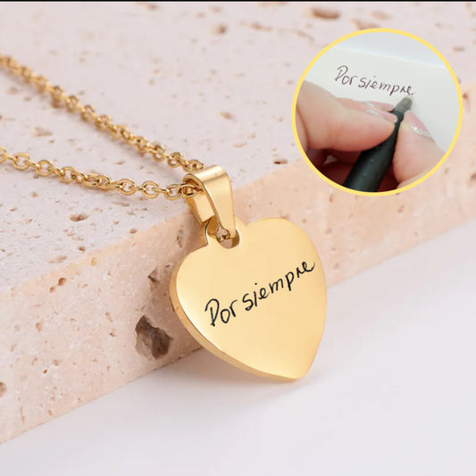 Heart engraved with handwriting