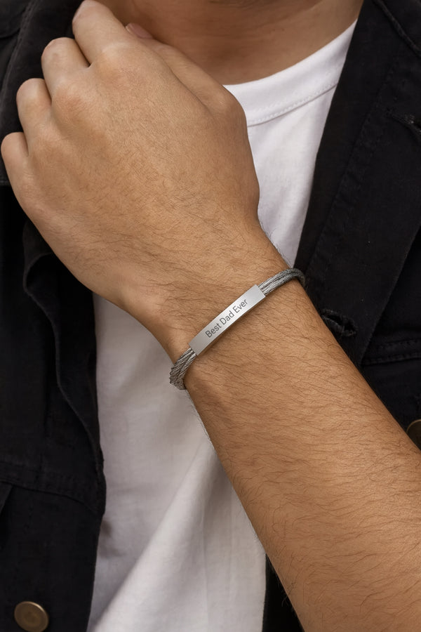 Personalized Men’s Metal Bracelet | Engraved Stainless Steel Gift