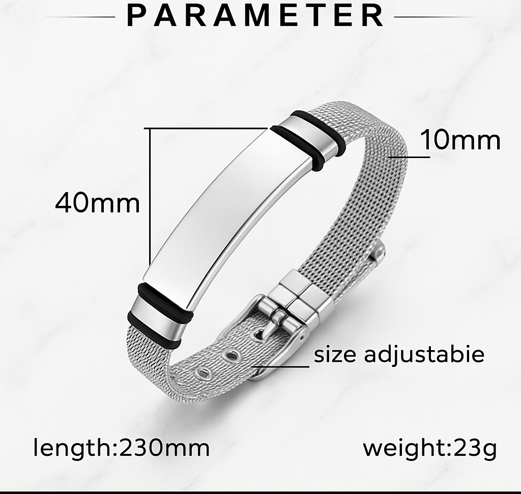 Personalized men's bracelet with adjustable strap