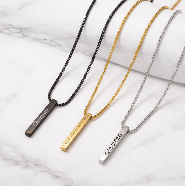 Personalized Diagonal Bar Necklace | Minimalist Engraved Gift