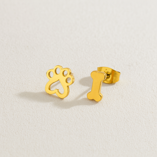 Dog footprint and bone earring