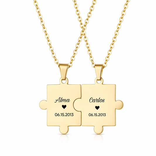 Personalized Puzzle Necklace | Couple Connection Love Gift