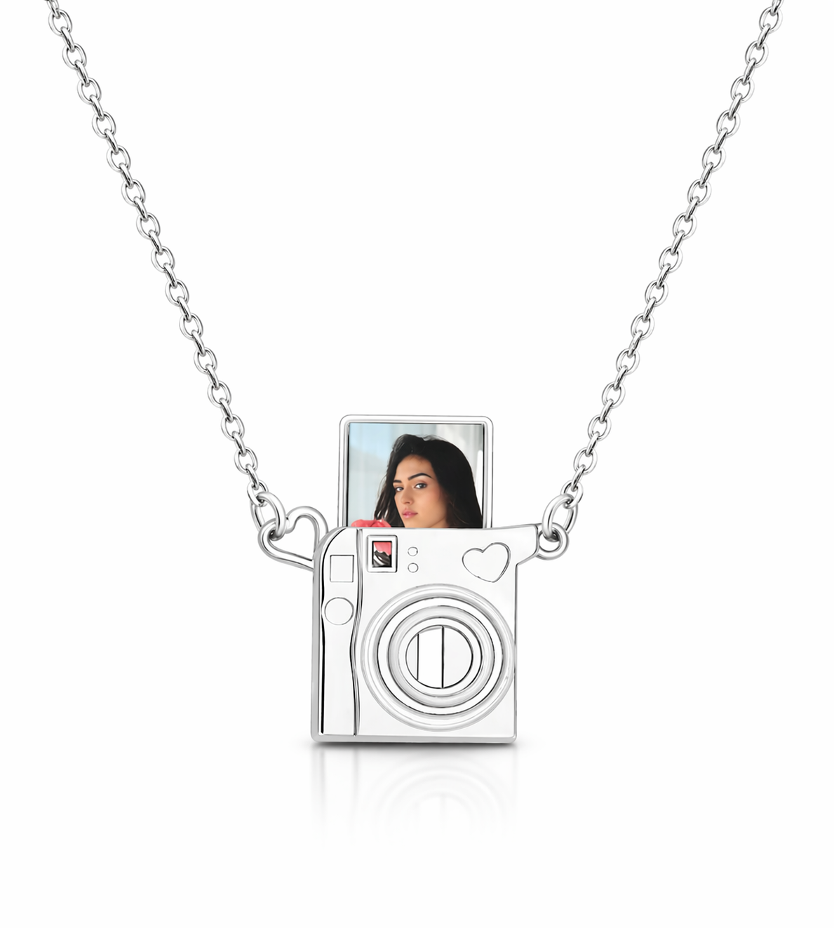 Personalized Camera Photo Necklace – Custom Picture Pendant in Silver