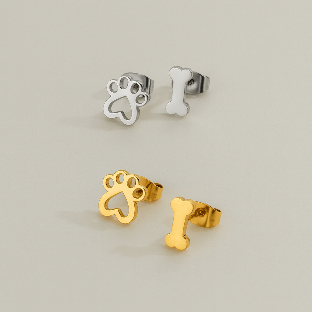 Dog footprint and bone earring