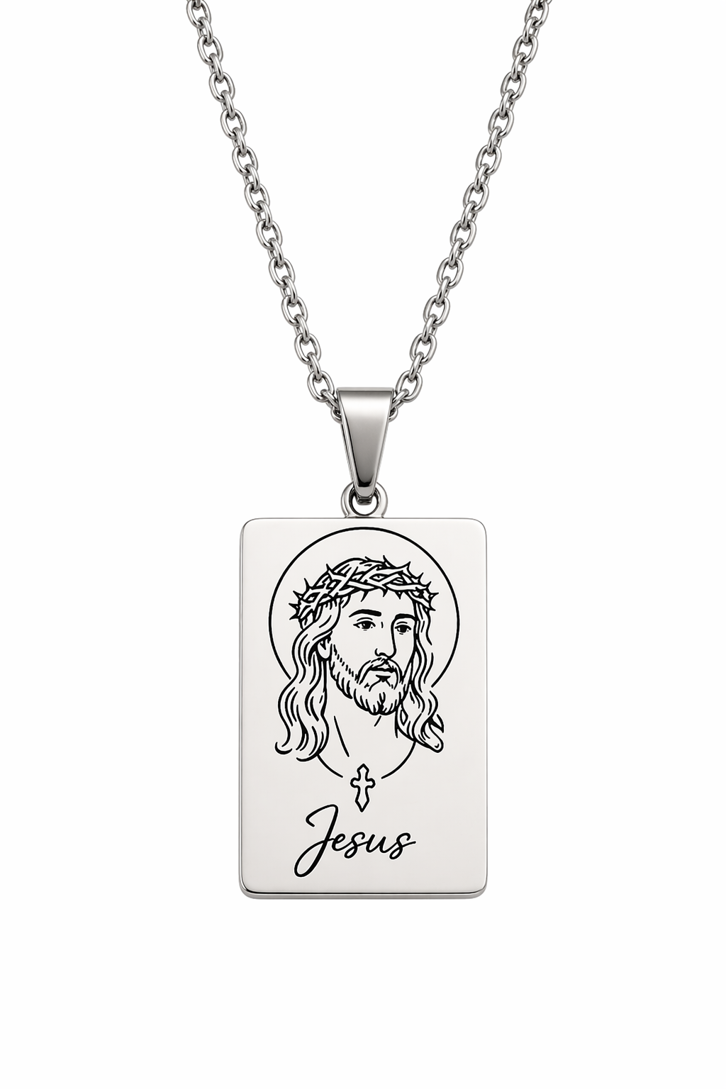 Jesus Engraved Necklace | Faith Jewelry in Stainless Steel