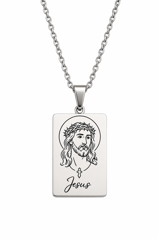 Jesus Engraved Necklace | Faith Jewelry in Stainless Steel