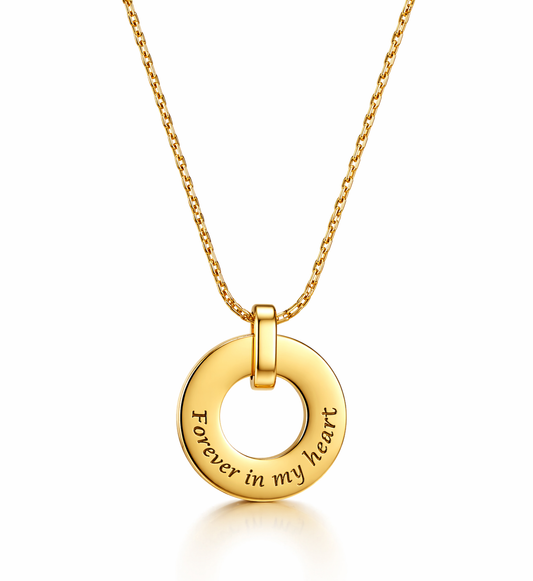 Personalized Circle Pendant Necklace – Engraved Minimalist Gold Disc Necklace for Women