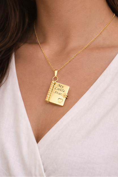 Personalized Heart Book Necklace | Romantic Memory Love Gift