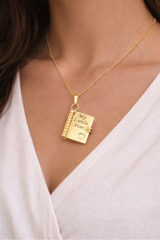 Personalized Heart Book Necklace | Romantic Memory Love Gift