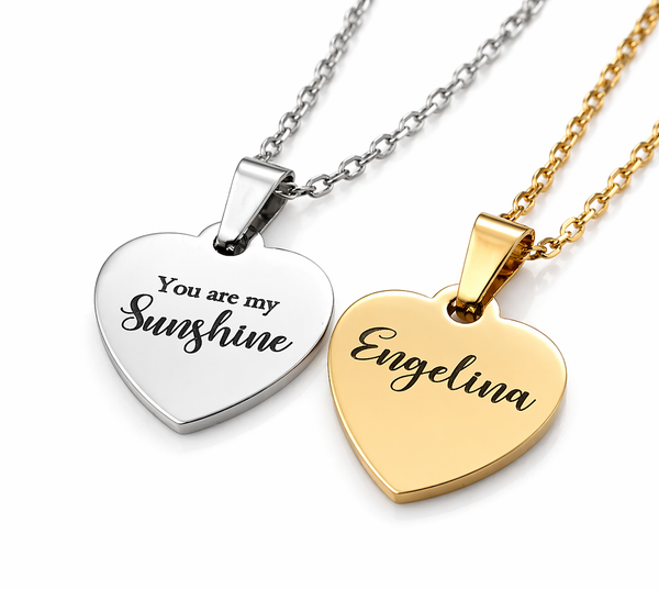 Personalized Heart Necklace in Stainless Steel – Custom Engraved Gift for Her | Forteza’s Jewelry