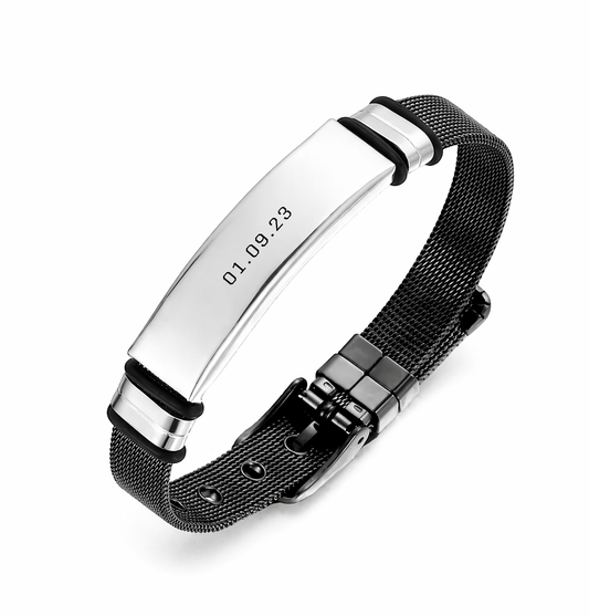 Personalized Men’s Bracelet with Adjustable Strap | Engraved Gift for Him