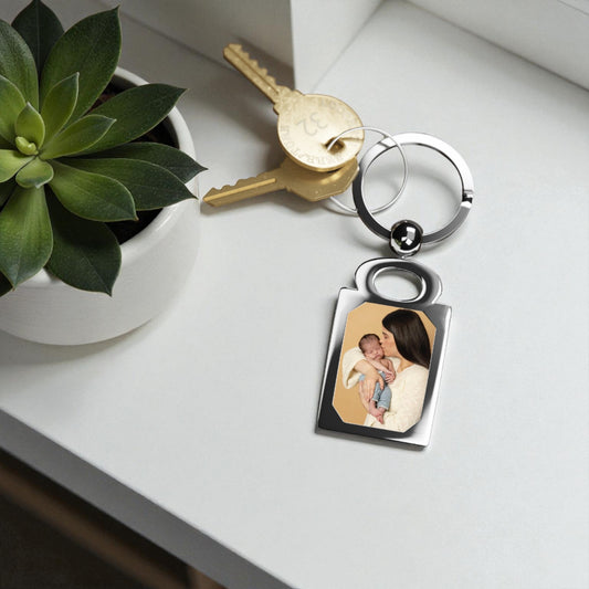 Personalized Rectangle Photo Keyring – Custom Pet Photo Keychain (e.g., "Toby")